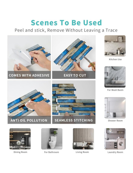 Azulejos autoadhesivos de vinilo Neonwink 25 piezas 24.6x12 cm Azulejos autoadhesivos de vinilo Neonwink 25 piezas 24.6x12 cm