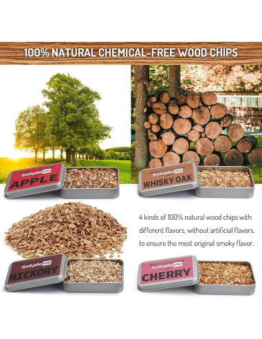 Kit de Ahumador de Cócteles Smlpuame con 4 Sabores de Madera