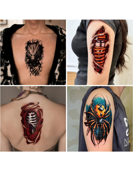77 Hojas Tatuajes Temporales Dragón Calavera Serpiente Gabizafia