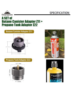 Adaptador de Estufa de Gas Campingmoon Z11 + Z22 para Butano y Propano 2