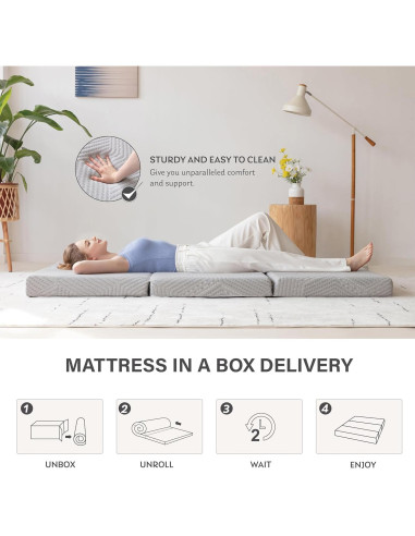 Colchón Plegable MLILY de Espuma Viscoelástica 190.5x63.5 cm