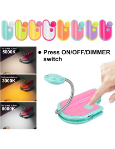 Luz de Libro LED BIGMONAT Azul Recargable y Regulable 2