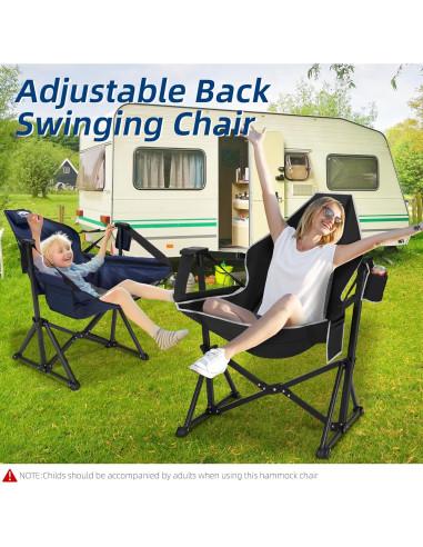 Silla de Hamaca Plegable Fragess con Respaldo Ajustable 150kg