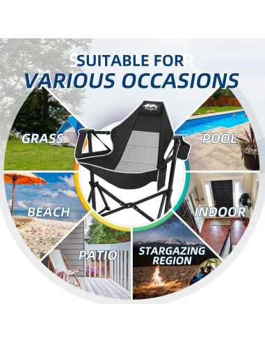 Silla de Hamaca Plegable Fragess con Respaldo Ajustable 150kg