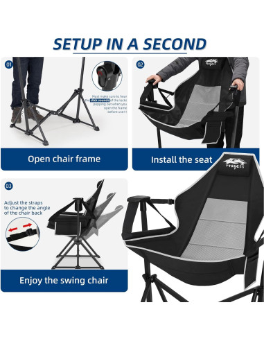 Silla de Hamaca Plegable Fragess con Respaldo Ajustable 150kg