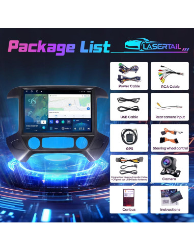 Radio de Coche 13.1" LASERTAIL para Chevy Silverado 2014-2018