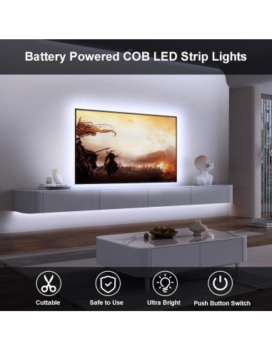 Paquete de 2 luces LED COB 2m 640 LED BSGlobal blanco frío