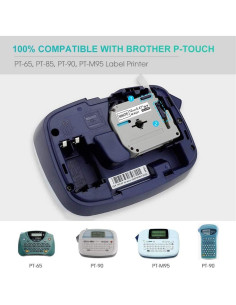 4 Cintas de Reemplazo Brother P Touch MK231 12mm Negro sobre Blanco 2