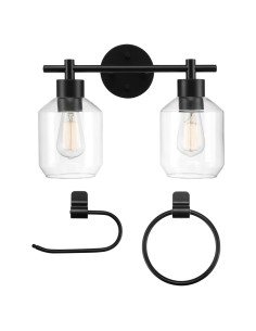 Juego de Baño GLOBE Cannes 3 Piezas Negro Mate con Luz