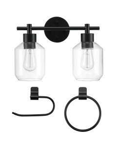 Juego de Baño GLOBE Cannes 3 Piezas Negro Mate con Luz 2