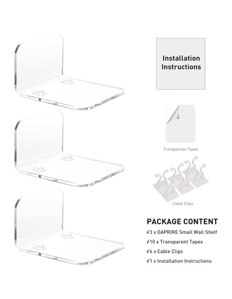 Estante Flotante Acrílico OAPRIRE Set de 3 para Cámaras