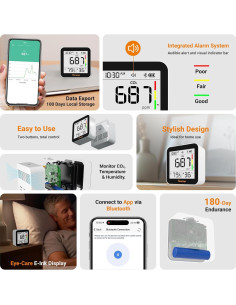 Temtop C10 2ND Monitor de CO2 y Calidad del Aire 3 en 1 2