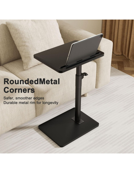 Mesa lateral ajustable YUHFERA para sofá - Negro, 66 cm
