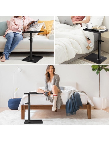 Mesa lateral ajustable YUHFERA para sofá - Negro, 66 cm