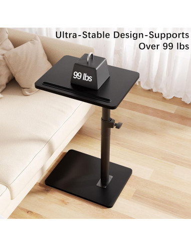 Mesa lateral ajustable YUHFERA para sofá - Negro, 66 cm