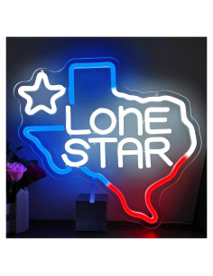 Letrero Neón Lone Star Geeinar 29.5x32cm Dimmable Decoración