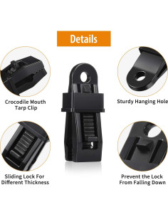 Clips de Lona Boca de Cocodrilo Outus 20 Pcs Negro 2