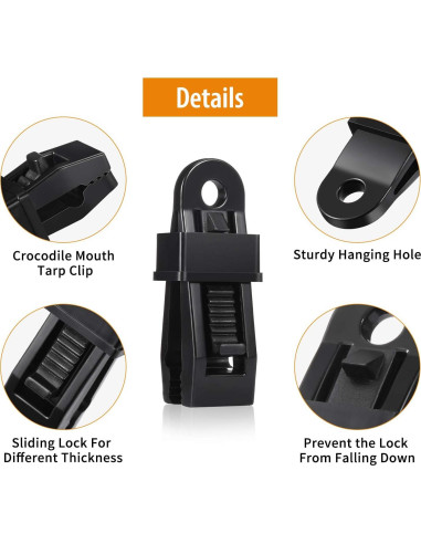 Clips de Lona Boca de Cocodrilo Outus 20 Pcs Negro