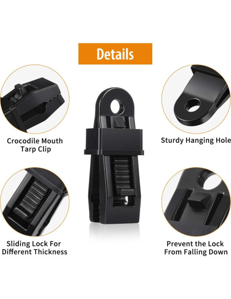 Clips de Lona Boca de Cocodrilo Outus 20 Pcs Negro