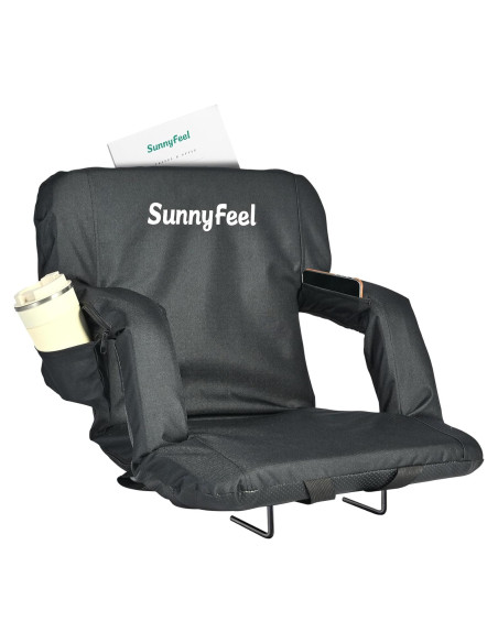 Asiento de Estadio SUNNYFEEL con Cojín y Respaldo Negro 54 cm