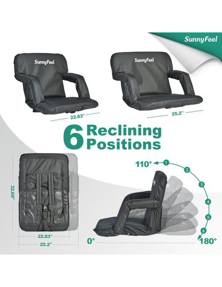 Asiento de Estadio SUNNYFEEL con Cojín y Respaldo Negro 54 cm