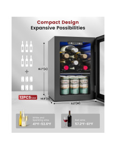 Refrigerador de Vino Feelfunn FWC008-11BL - Mini Nevera 17L 2