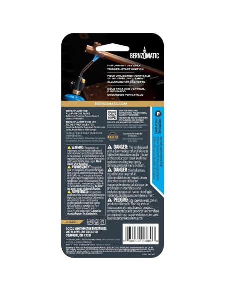 Antorcha de Propano Bernzomatic WT2301 con Encendido por Gatillo