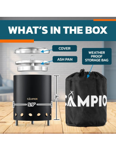 Estufa de Fogata de Leña Campior 15 cm Acero Inoxidable Negra 2