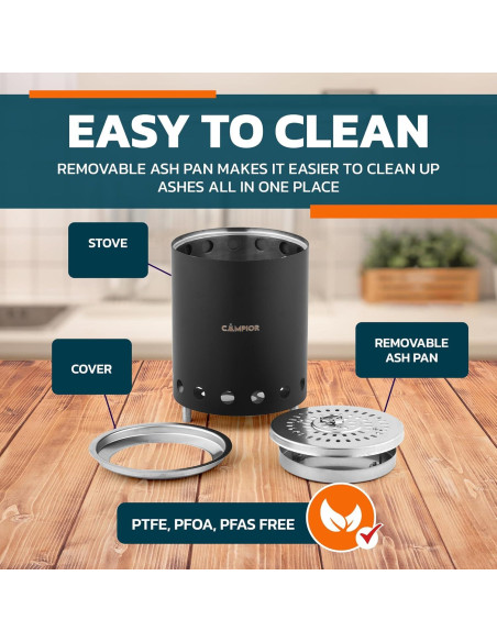 Estufa de Fogata de Leña Campior 15 cm Acero Inoxidable Negra