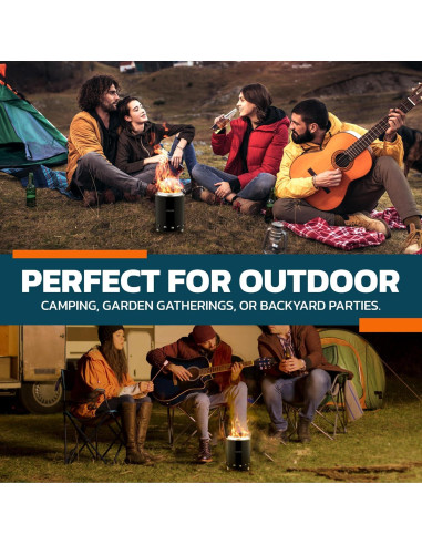 Estufa de Fogata de Leña Campior 15 cm Acero Inoxidable Negra