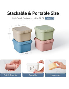 ISSEVE 4 Contenedores de Snack de Silicona 170g para Niños 2