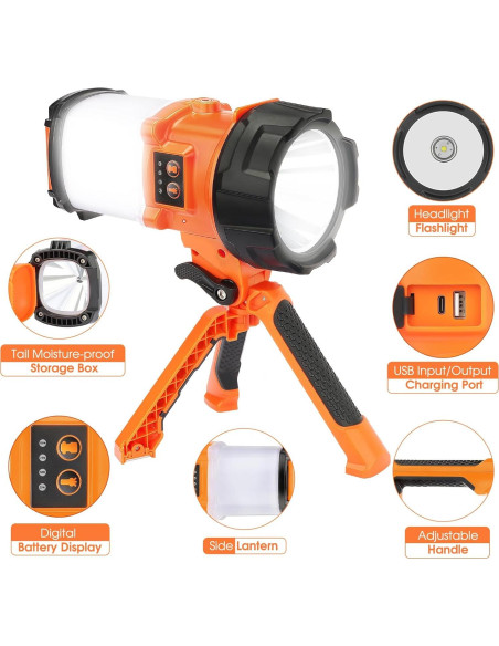 Linterna de Camping Recargable BOBKID 4000LM IPX4 Naranja Linterna de Camping Recargable BOBKID 4000LM IPX4 Naranja