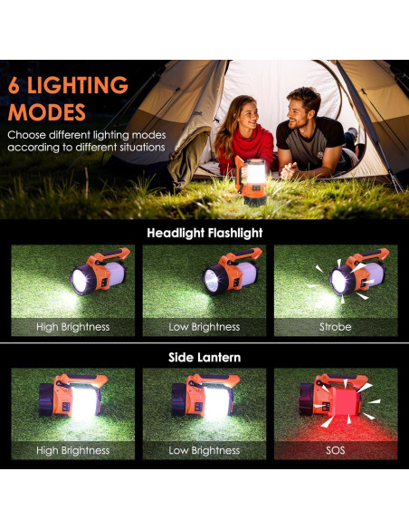 Linterna de Camping Recargable BOBKID 4000LM IPX4 Naranja Linterna de Camping Recargable BOBKID 4000LM IPX4 Naranja