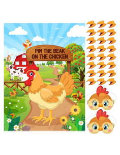 Juego de Fiesta de Granja Faccito - Poner el Pico en el Pollo