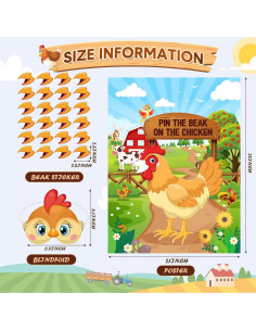 Juego de Fiesta de Granja Faccito - Poner el Pico en el Pollo 2
