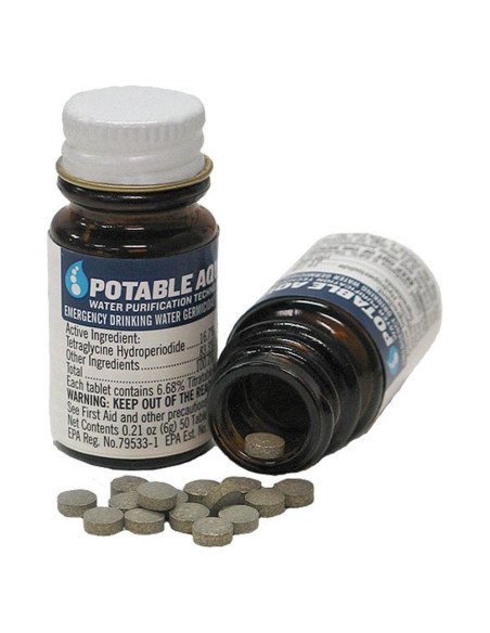 Tabletas de Purificación de Agua Potable Aqua - 50 Tabletas para Emergencias