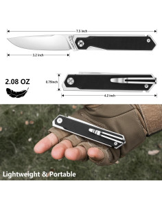 Cuchillo de bolsillo FLISSA plegable 8Cr13MoV 18.8 cm negro 2