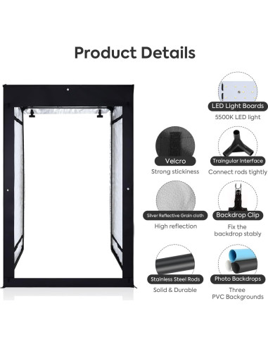 Estudio de Fotografía SEDGEWIN 120x100x200 cm con Luz LED