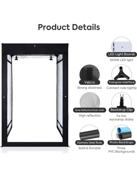 Estudio de Fotografía SEDGEWIN 120x100x200 cm con Luz LED
