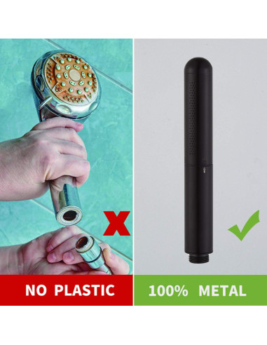 Cabezal de Ducha de Mano AAdct de Cobre Sólido Negro Mate