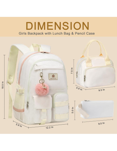 Set de Mochilas Escolares 3 en 1 Beige - Niñas Adolescentes