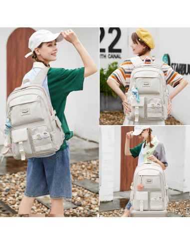 Set de Mochilas Escolares 3 en 1 Beige - Niñas Adolescentes