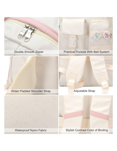 Set de Mochilas Escolares 3 en 1 Beige - Niñas Adolescentes