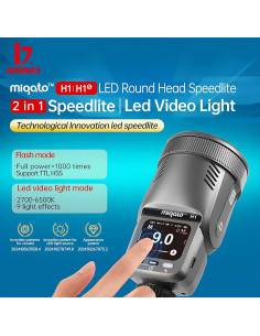 Flash de Cámara JINBEI H1 TTL y Luz LED 12W, 0.05-1.5s 2