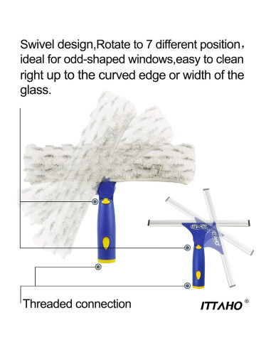 Kit de Limpieza de Ventanas ITTAHO con Mango Extensible 134.62 cm