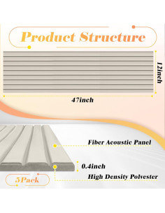 Paquete de 5 Paneles Acústicos Autoadhesivos Camel 47x12cm 2