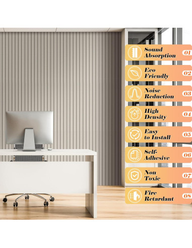 Paquete de 5 Paneles Acústicos Autoadhesivos Camel 47x12cm