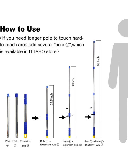 Kit de Limpieza de Ventanas ITTAHO con Mango Extensible 134.62 cm