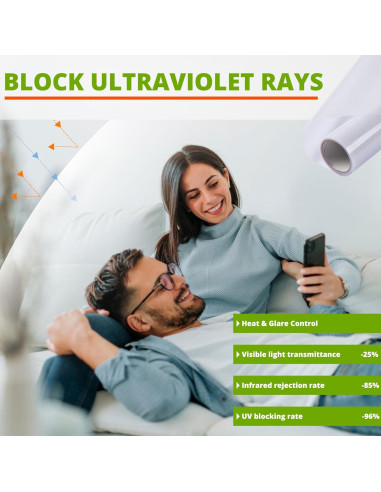 Kit de Película de Privacidad para Ventanas HTVRONT 44.5x199.4cm