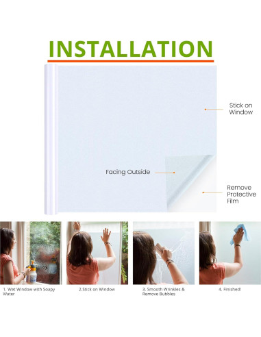 Kit de Película de Privacidad para Ventanas HTVRONT 44.5x199.4cm